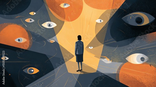 Man Facing Judgment of Many Eyes
