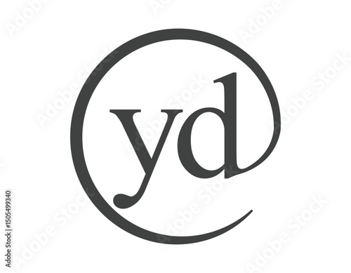 YD logo from two letter with circle shape email sign style. Y and D round logotype of business company