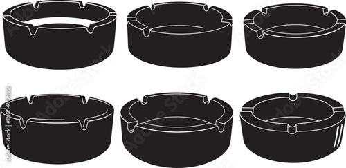 Ashtray Icon Silhouette Design Vector Art Illustration