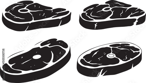 Beef Steak Icon Logo Silhouette Vector Art Illustration
