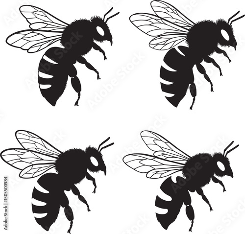 Bee Icon Silhouette Vector Logo Illustration