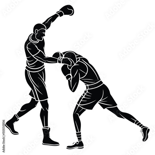Black Silhouette Of A Boxer Doing An Uppercut