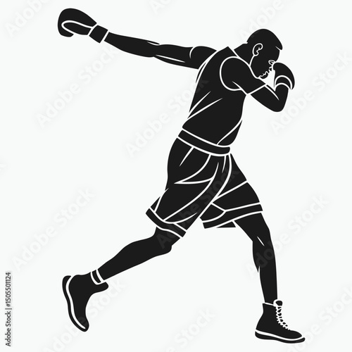 Black Silhouette Of A Boxer Doing Jumping Jacks