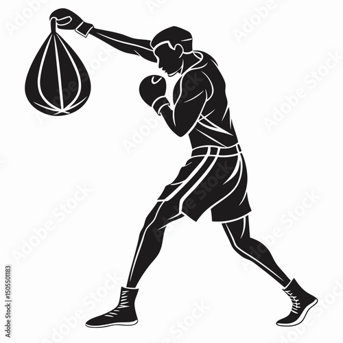 Black Silhouette Of A Boxer Ducking A Punch