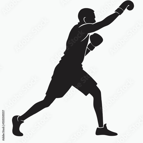 Black Silhouette Of A Boxer Landing Knockout Punch
