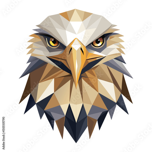eagle head in low poly geometrical style white background.