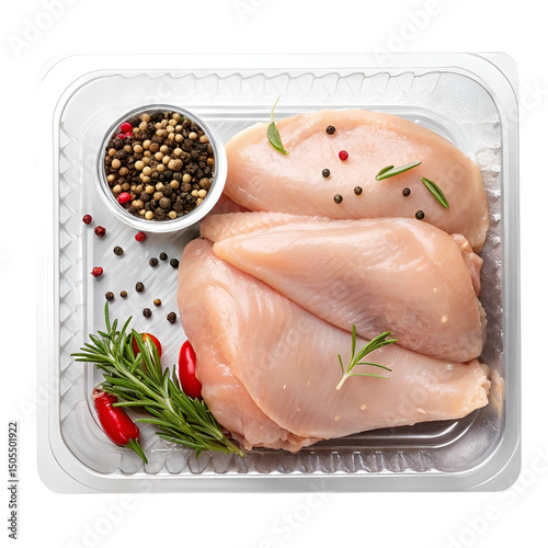 Packaged Raw Chicken Meat Isolated on Transparent Background