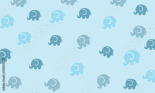 
Children's pattern with elephants and clouds