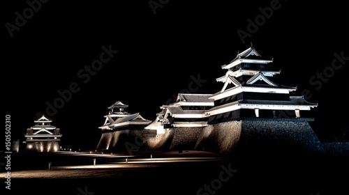 Enchanting Kumamoto Castle Night Light-Up Silhouette