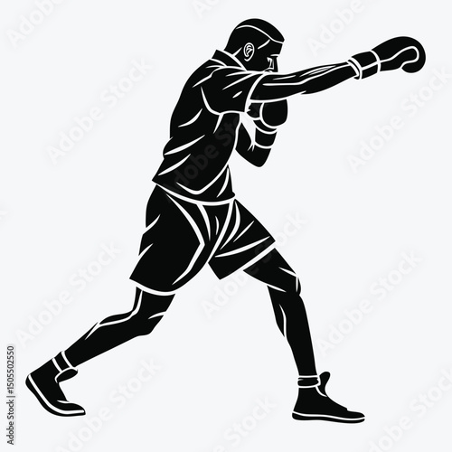 Black Silhouette Of A Boxer Throwing Combo Punches