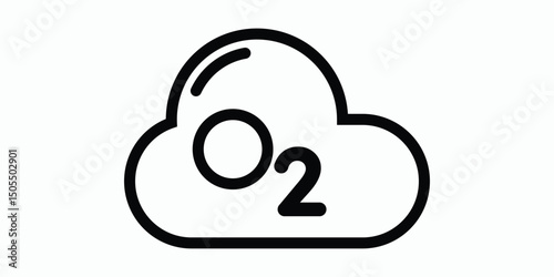 O2 Oxygen icon, editable stroke vector