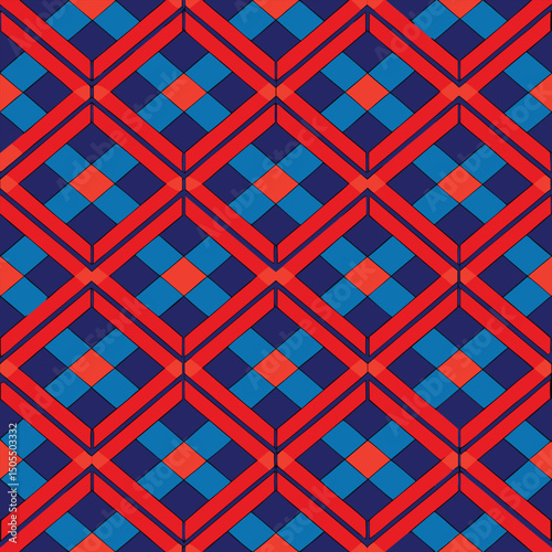 seamless geometric pattern red blue pattern.