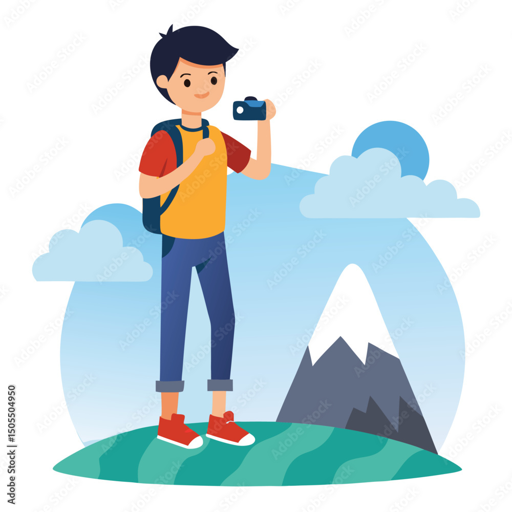 Fototapeta premium a boy over mountain