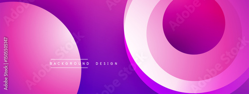 Abstract background features overlapping circles. Gradient colors shift from pink to purple. Modern design elements create dynamic visual effect.