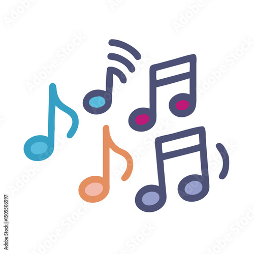 Colorful Music Notes Floating in the Air Representing Soundscapes Harmony and Melodies Creating a Peaceful Atmosphere for Audio Enjoyment