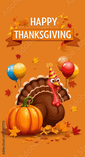 Happy Thanksgiving: A Turkey with Pie and Festive Chee