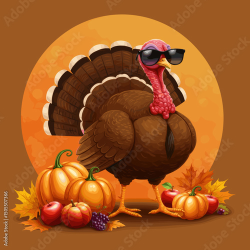 Thanksgiving Turkey with Sunglasses and a Fun Vibe