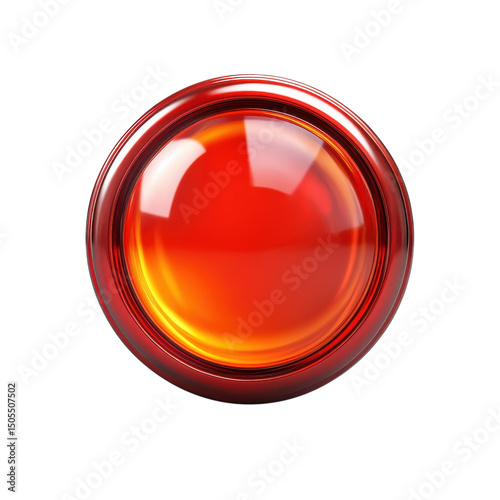 A glowing vibrant red button a symbol of urgency and power beckons forward on transparent background