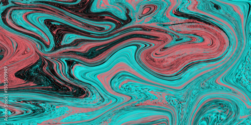 Abstract swirls in teal and red a colorful fluid texture background for design creative arts and artistic inspiration