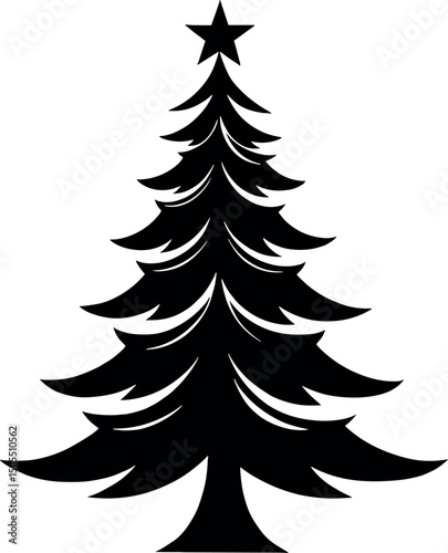 Festive Christmas Tree Vector Illustration with Classic Ornaments and Decorations Perfect for Holiday Cards and Seasonal Designs