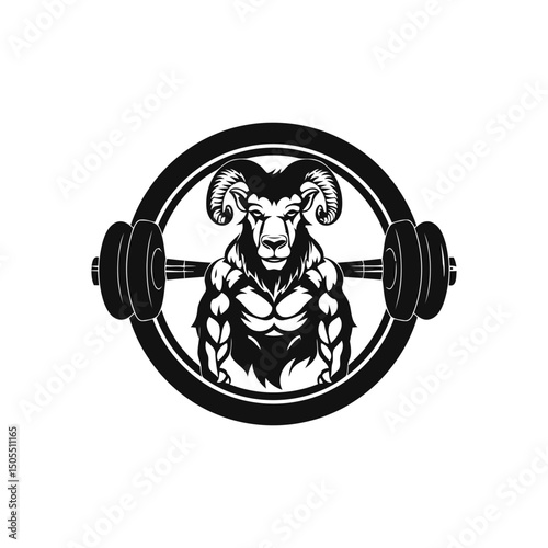 dumbbell logo with goat 15