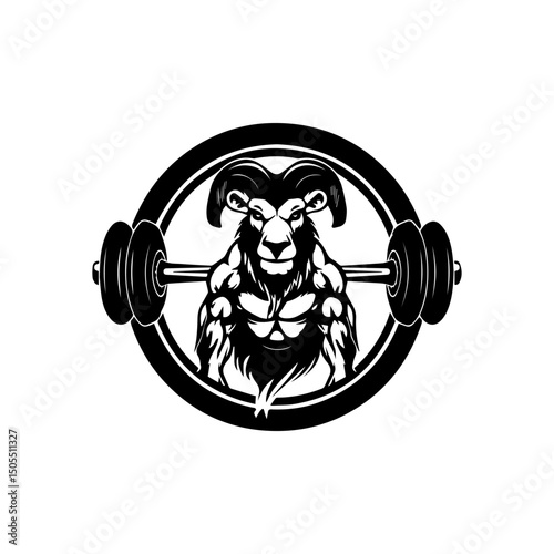 dumbbell logo with goat 5