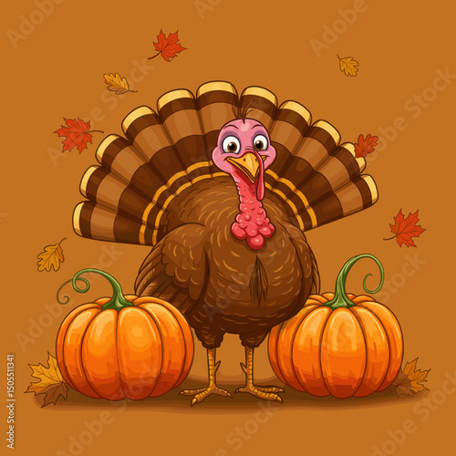 Happy Thanksgiving: A Turkey with Pie and Festive Chee