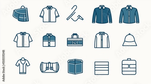Line icons of fashion items like shirts and jeans