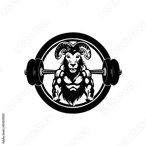 dumbbell logo with goat 2
