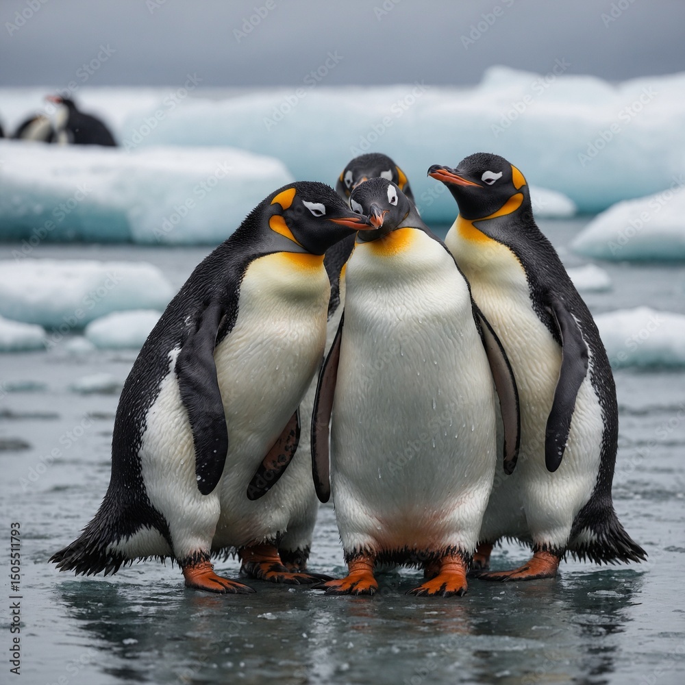 Obraz premium two penguins on the rocks