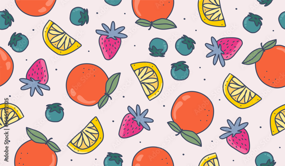 Cute mix fruits pattern background vector design Cute mix fruits pattern background vector design