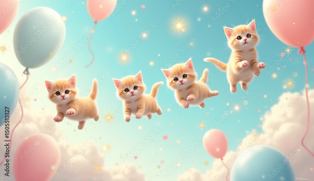 Naklejka premium easter bunny with balloons