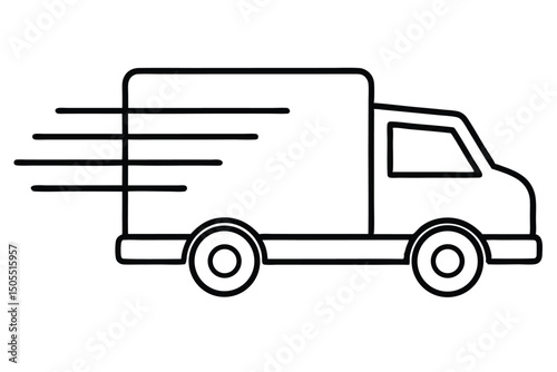 Fast moving shipping delivery truck line art  line art vector illustration