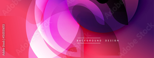 Abstract flowing shapes, vibrant pinks, purples create dynamic background. Modern design elements suggest energy, movement.