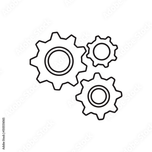 Hand-Drawn Line Art of Interconnected Gears Unique Mechanical Design with Clean Black Strokes Vector.
