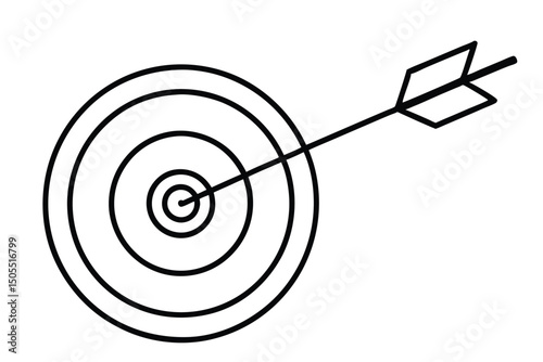 Target (bullseye) with arrow line art line art vector illustration