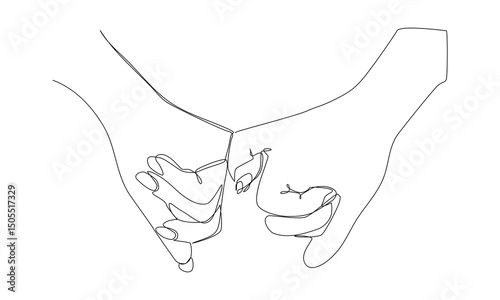 Continuous one line art of Two hands hold fingers together, together, relationship, tattoo, print for clothes and logo design