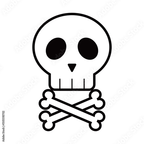 シンプルなドクロマーク骨付き　ホワイト〜Simple skull mark with bones White〜