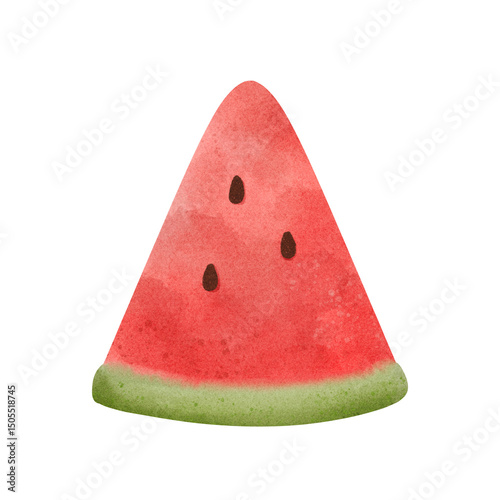 Watercolor Illustration of Fresh Watermelon Slice