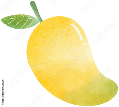 Watercolor Illustration of Ripe Yellow Mango