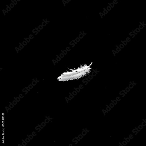 White feather floats gently dark background ethereal beauty serene elegance