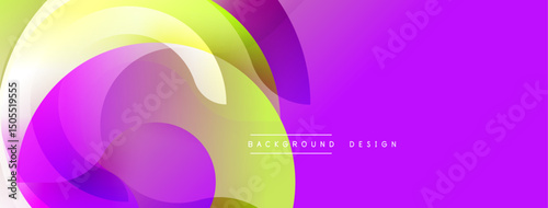 Abstract fluid shapes, vibrant purple, yellow gradients. Modern design element for backgrounds, banners, presentations. Smooth transitions create dynamic visual.