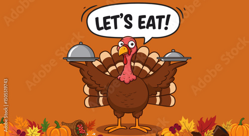 Happy Thanksgiving Turkey with a Pie: A Cheerful Holiday Greeting