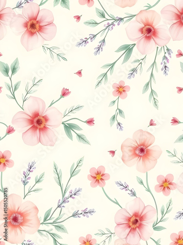 Wallpaper Mural seamless flower design, textile background floral, spring fabric print, abstract floral background, retro flower pattern, seamless botanical background, fabric wallpaper floral, continuous floral patt Torontodigital.ca