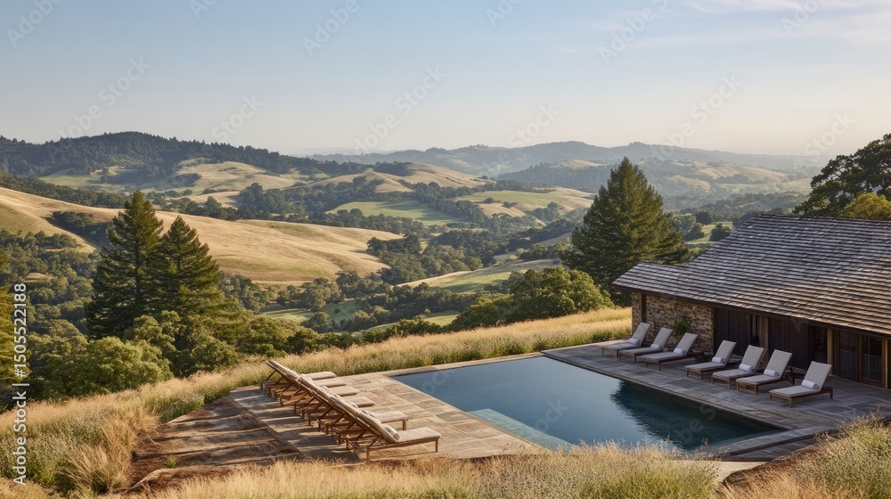 Tranquil Hilltop Retreat: Infinity Pool Overlooking Rolling Hills Tranquil Hilltop Retreat: Infinity Pool Overlooking Rolling Hills
