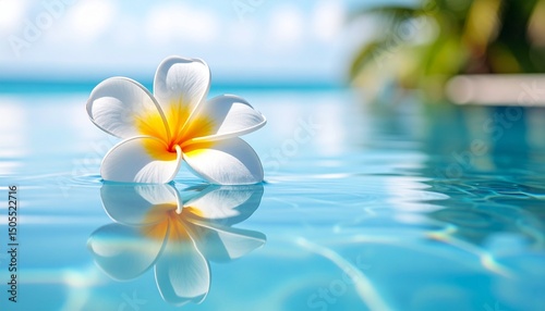 水面に浮かぶプルメリアの花