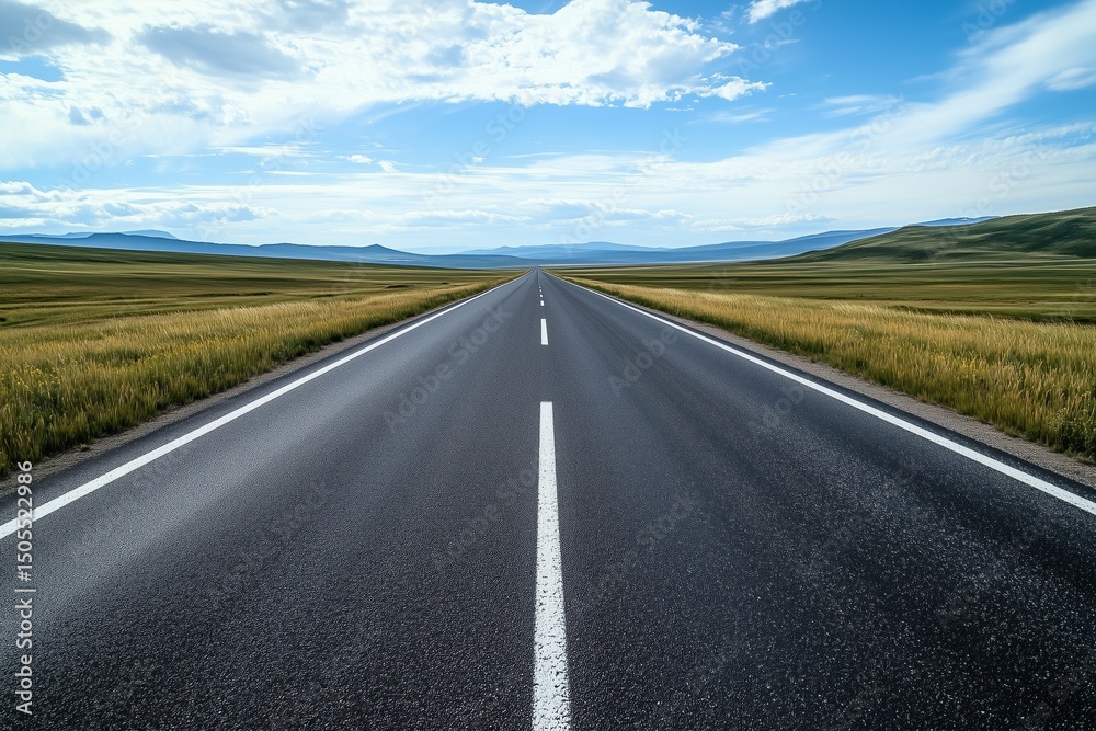 Fototapeta premium a straight paved road across the steppe