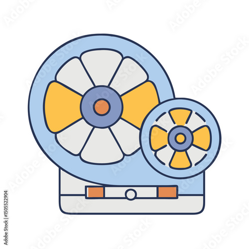 Illustration of a vintage reel to reel tape recorder machine device