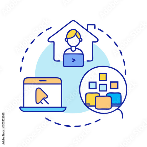 Digital Nomadism and Remote Work Icon Concept Depicting Flexible Work Arrangement