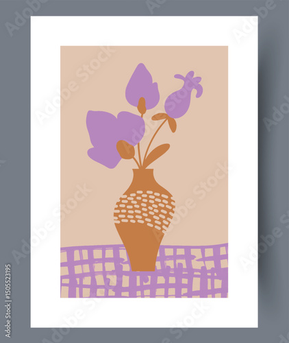Stylized Floral Arrangement Artwork Depicted in a Beautiful Vase Illustration Style